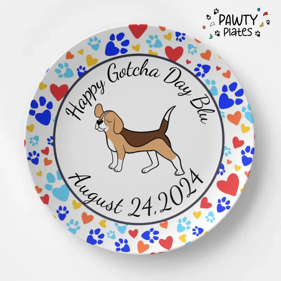 Beagle Personalized Paw Prints Pawty Plate™