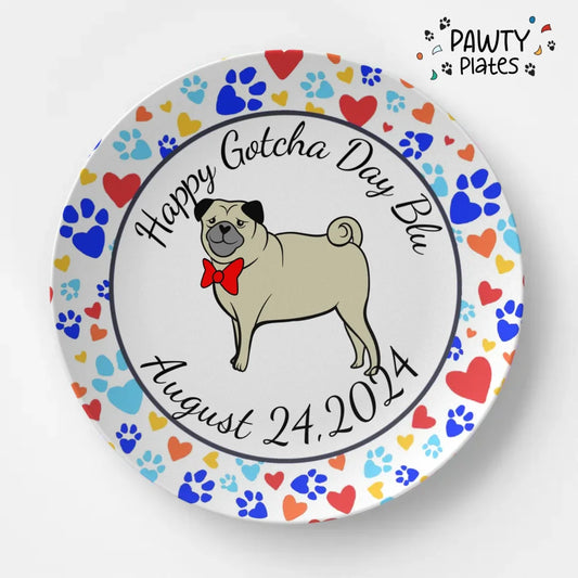 Pug Personalized Paw Prints Pawty Plate™