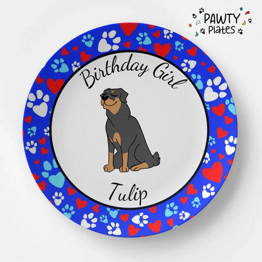 Rottweiler Paw Prints Pawty Plate™