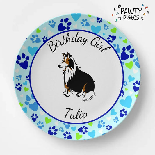 Sheltie Personalized Paw Prints Pawty Plate™