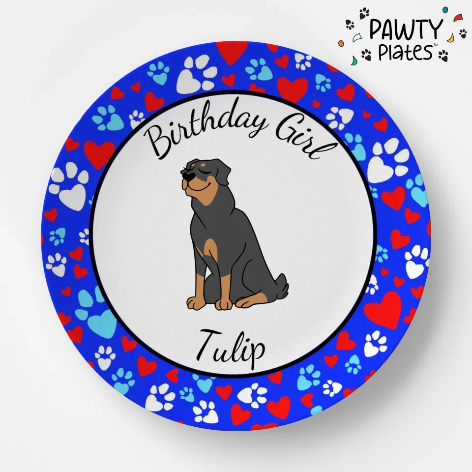 Rottweiler Paw Prints Pawty Plate™